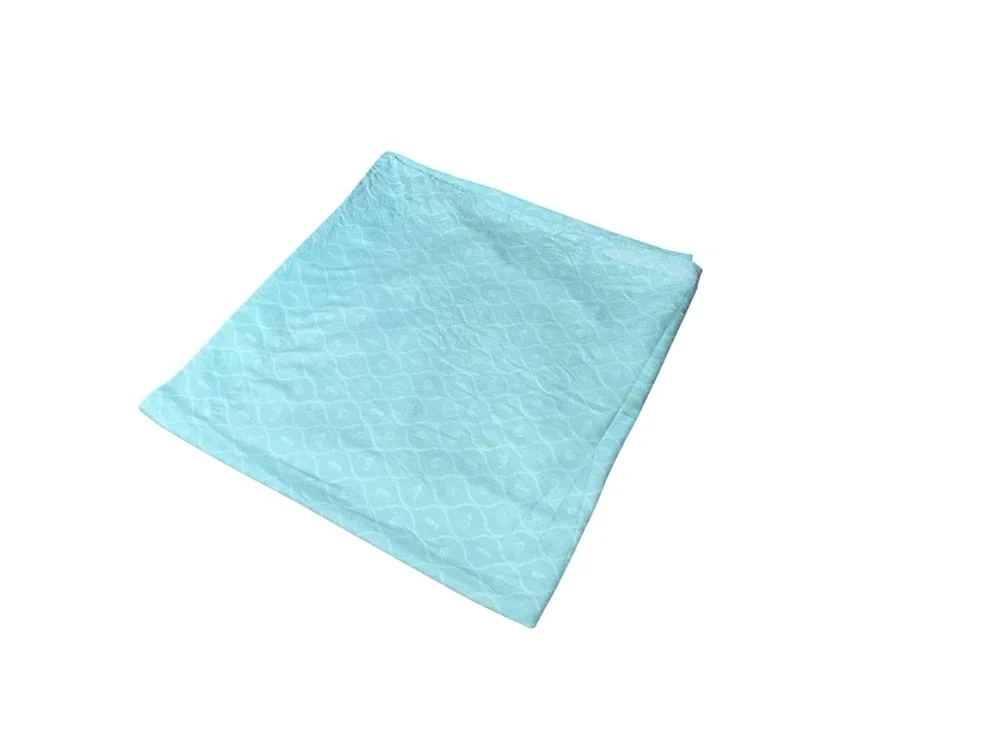 Aqua Blue Beach Theme Flat Sheet King Size Turquoise Seashell Seahorse Coastal